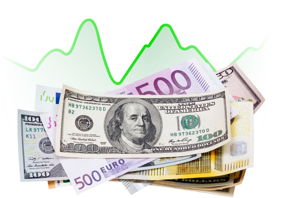 Dollar- och eurosedlar